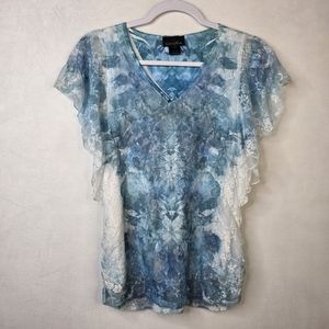 Brittany black y2k floral ruffle fairy top sz S